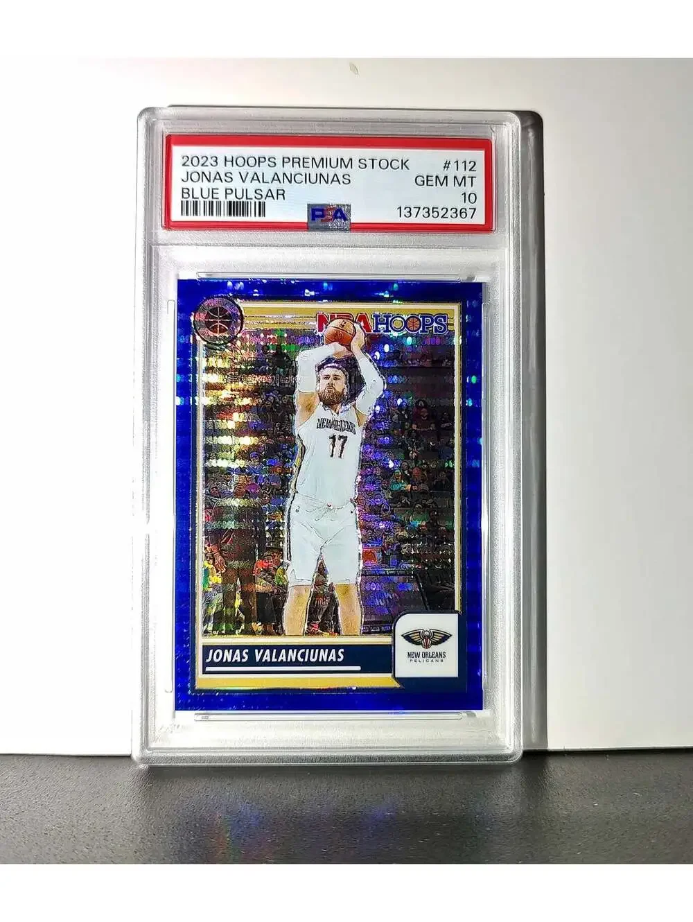 Jonas Valanciunas 2023 Panini Hoops Premium #112 40/75 Blue Pulsar PSA 10 Gem